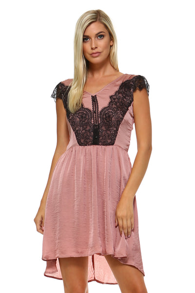 Women's Lace Silk Button Dress