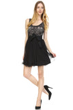Women's Lacy Tulle Dress with Waist Tie