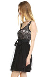 Women's Lacy Tulle Dress with Waist Tie