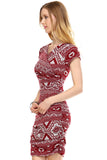 Women's Printed V-neck Bodycon Dress