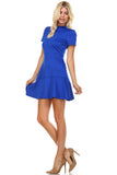 Women's High Neck Short Sleeve Fit and Flare Dress