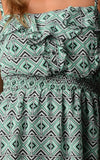 Women's Printed Chiffon Smocked Waist Dress