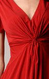 Women's Short Sleeve Gathered V-Neck Dress