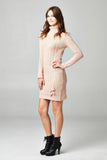 Women's Cable Knit Turtle Neck Sweater Dress