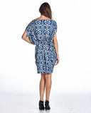 Women's Ikat Print Dress with Crochet Yoke Trim