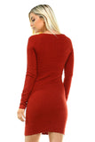 Women's Long Sleeve Textured Sweater Dress